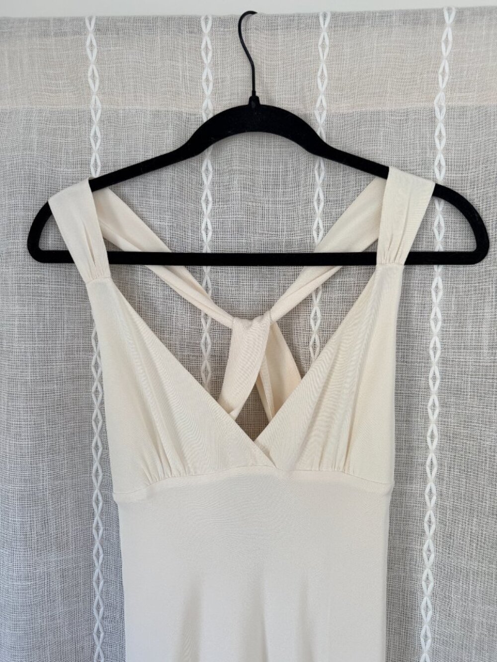 J. Crew Ivory V-Neck 100% Silk Dress w/ Cross Loop Back for Wedding or Occasion - Picture 7 of 13